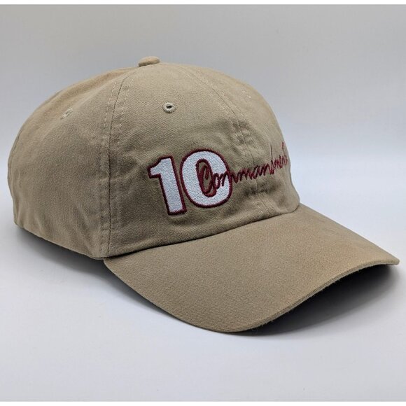10 Ten Commandments Adjustable Strap Back Cap Hat OSFM Beige Church Bible Pastor - Picture 1 of 6